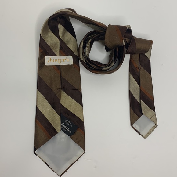 Juster’s | Countess Wara | Vintage Neutral Brown Colored Nexk Tie 70’s Accessory - Picture 3 of 5